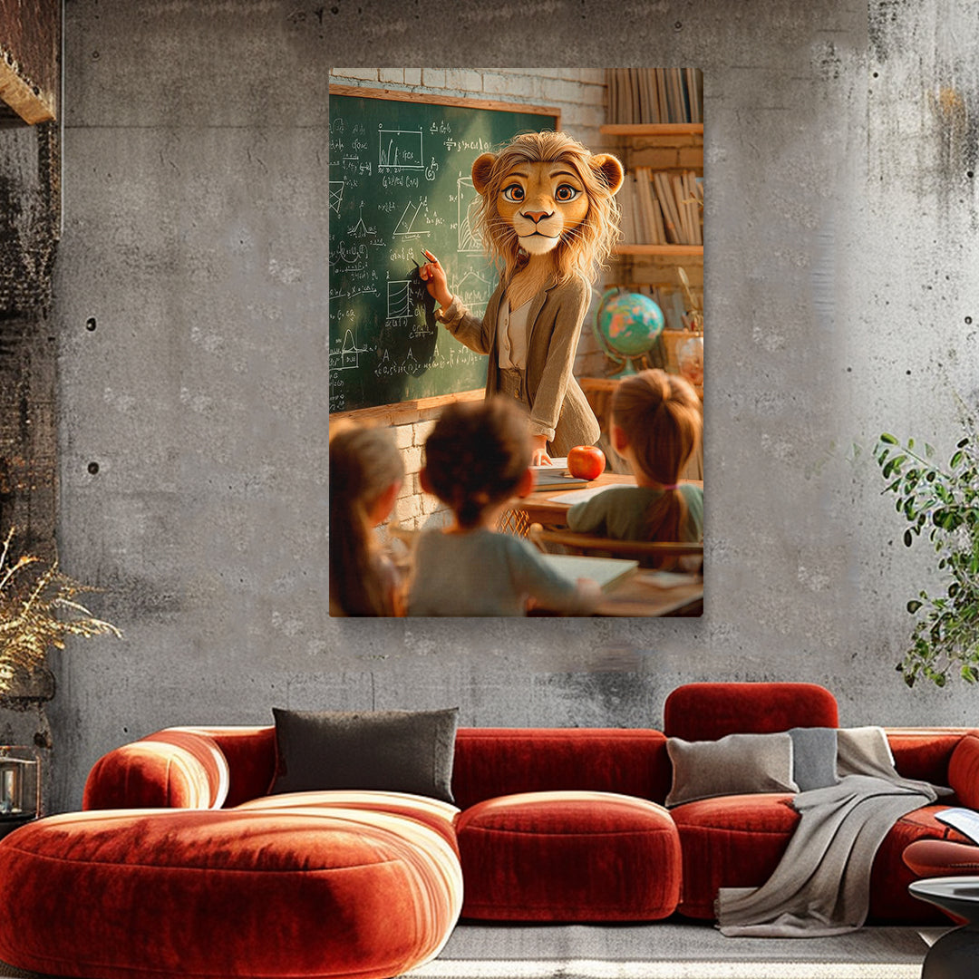 Lion Teacher in Classroom Canvas Prints Artesty