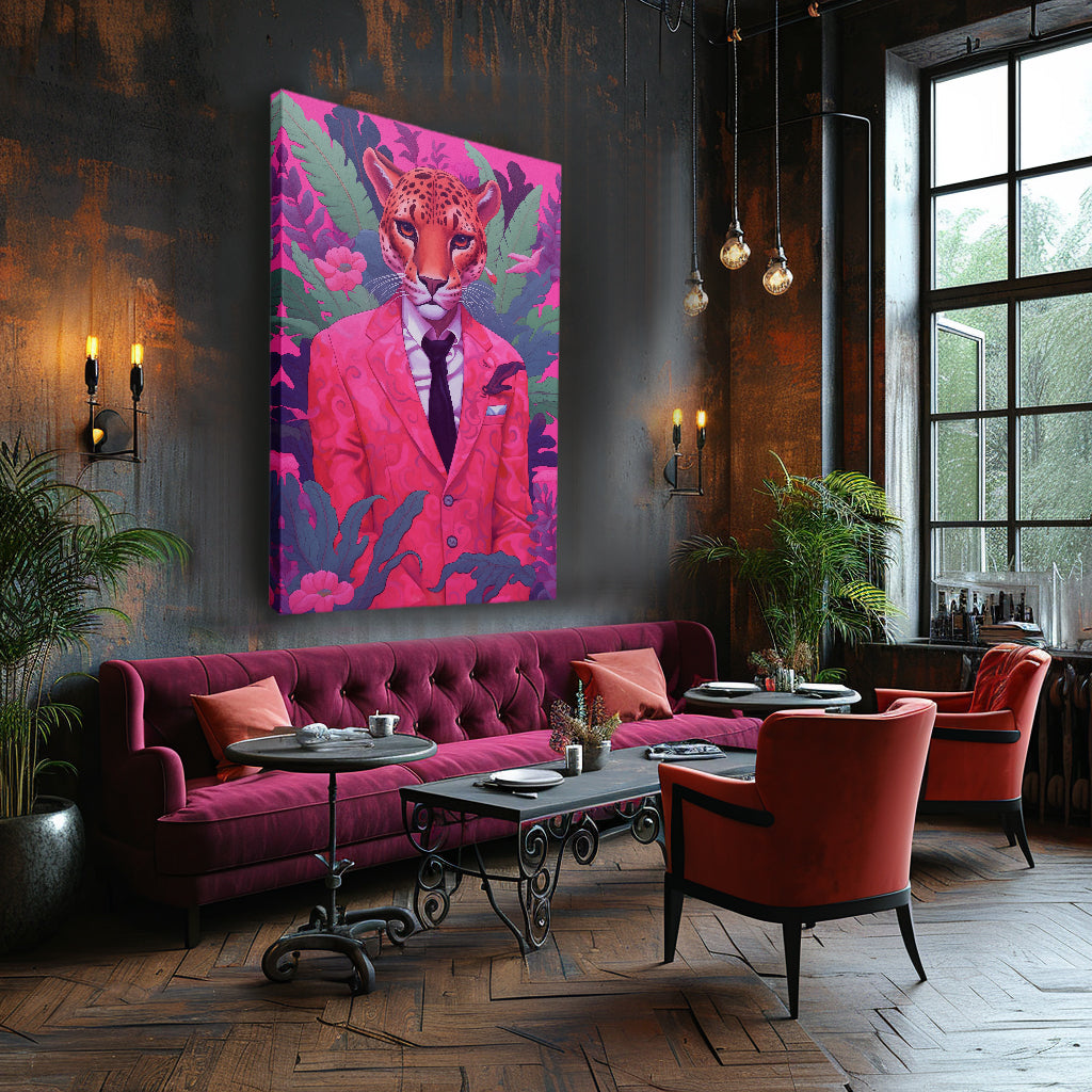 Leopard in Pink Suit Jungle Canvas Prints Artesty