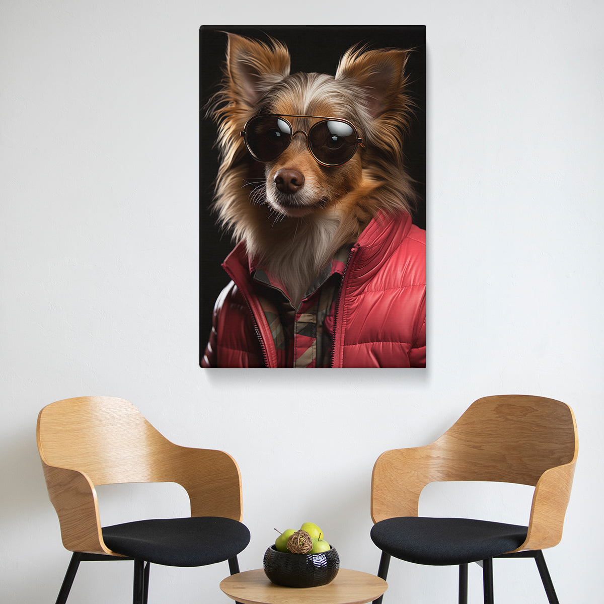 Stylish Dog in Sunglasses and Jacket Canvas Prints Artesty 1 Panel 16"x24" 