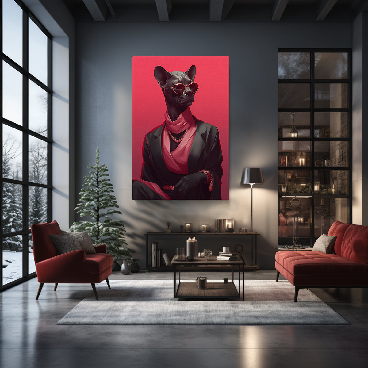 Black Cat in Elegant Outfit Canvas Prints Artesty