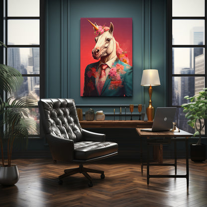 Unicorn in Floral Suit, Charming Gift for Unicorn Lovers Canvas Prints Artesty   