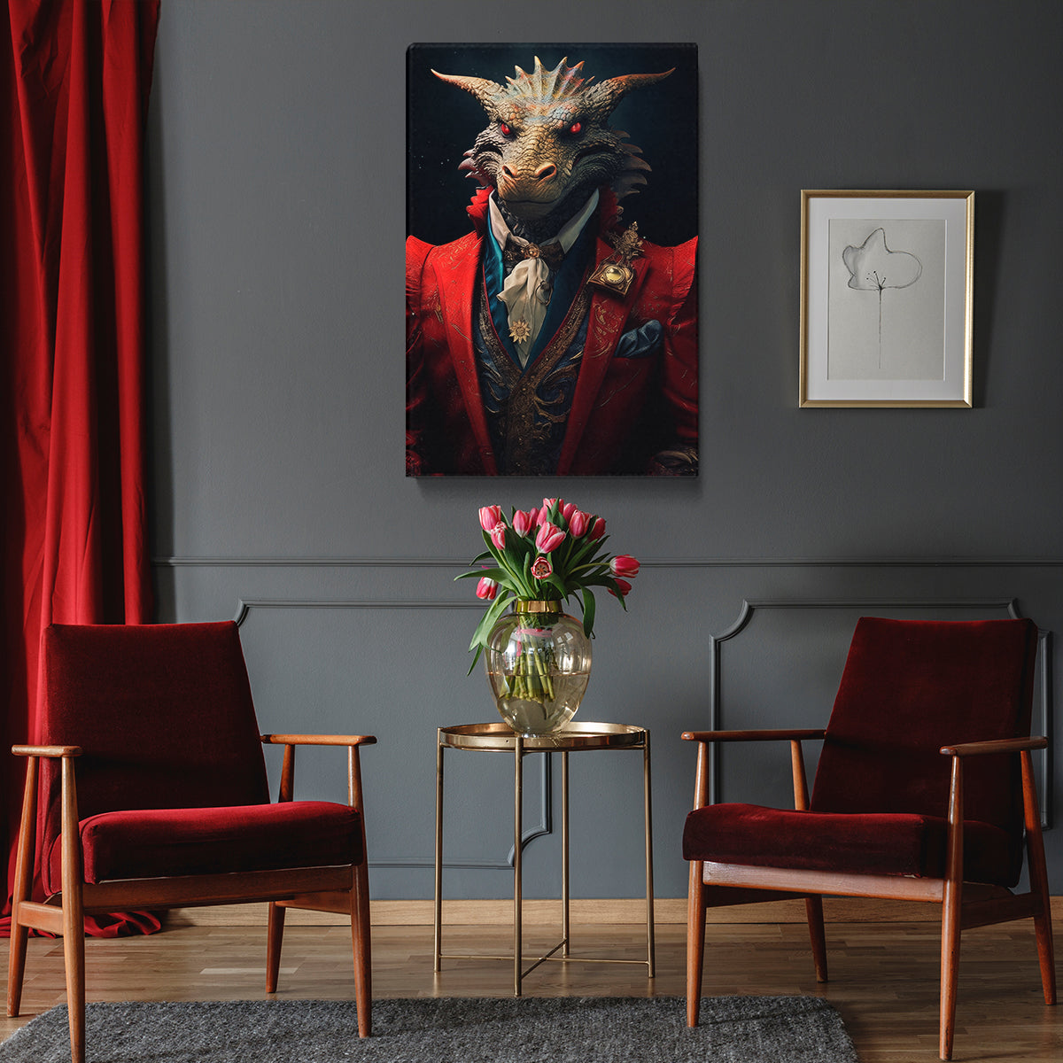 Noble Dragon in Red Suit Canvas Prints Artesty