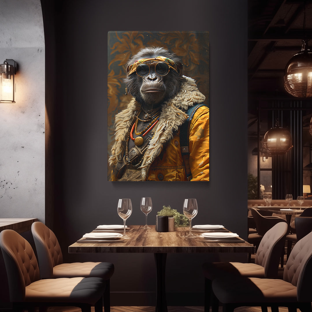 Boho Gorilla in Retro Outfit Canvas Prints Artesty
