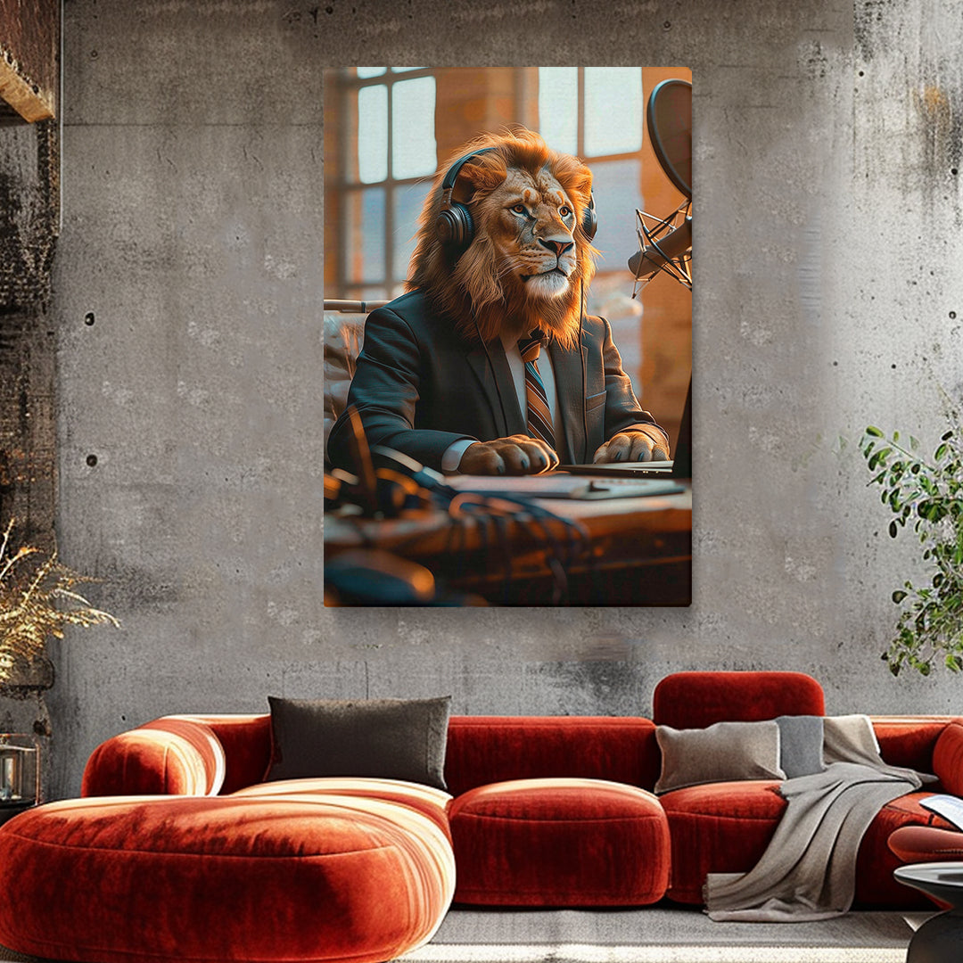 Lion Journalist in Suit Canvas Prints Artesty 1 Panel 16"x24"