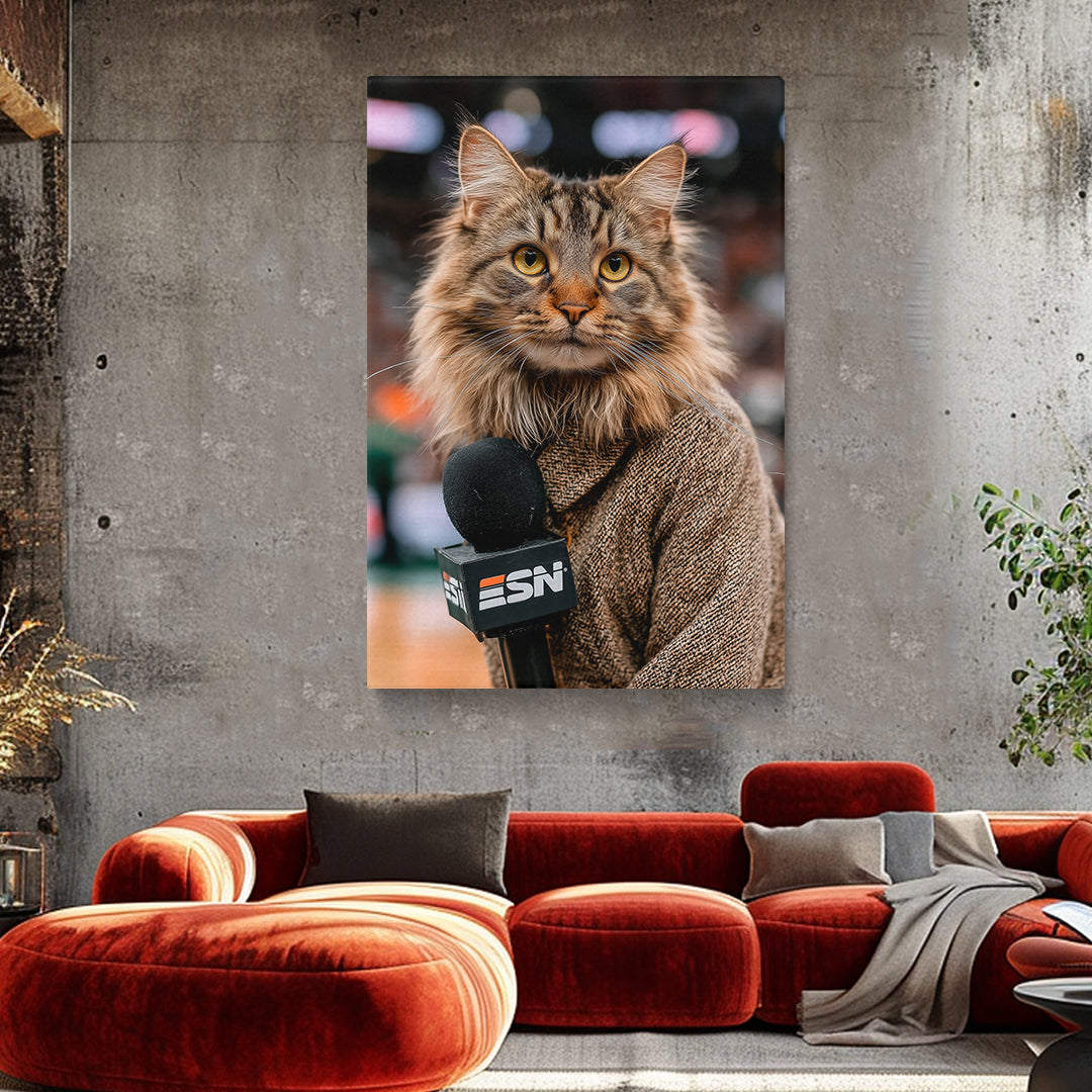 Reporter Cat Canvas Prints Artesty 1 Panel 16"x24"