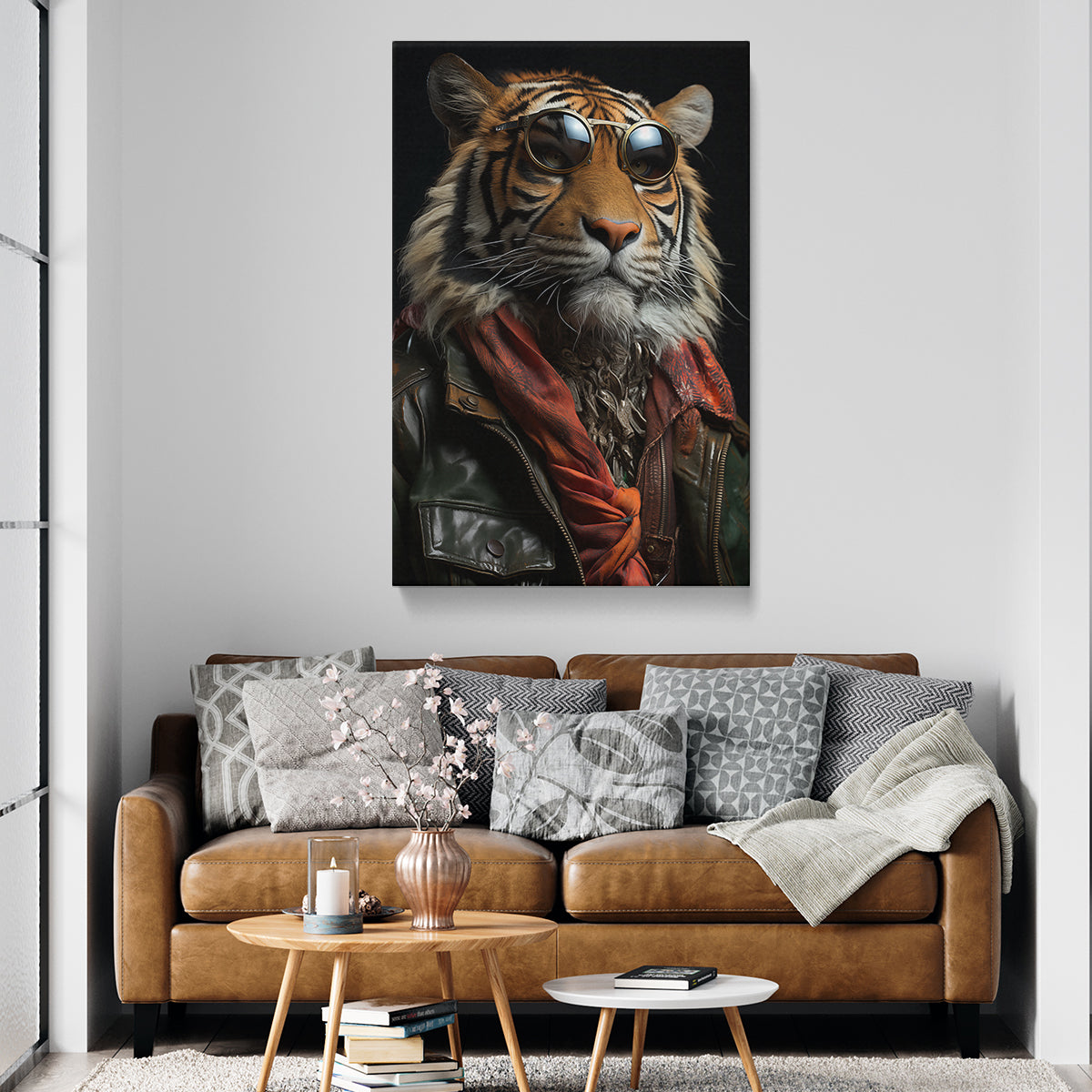 Charming Tiger, Fashionable Wildlife, Animal Lovers Abstract Art Print Artesty 1 Panel 16"x24" 