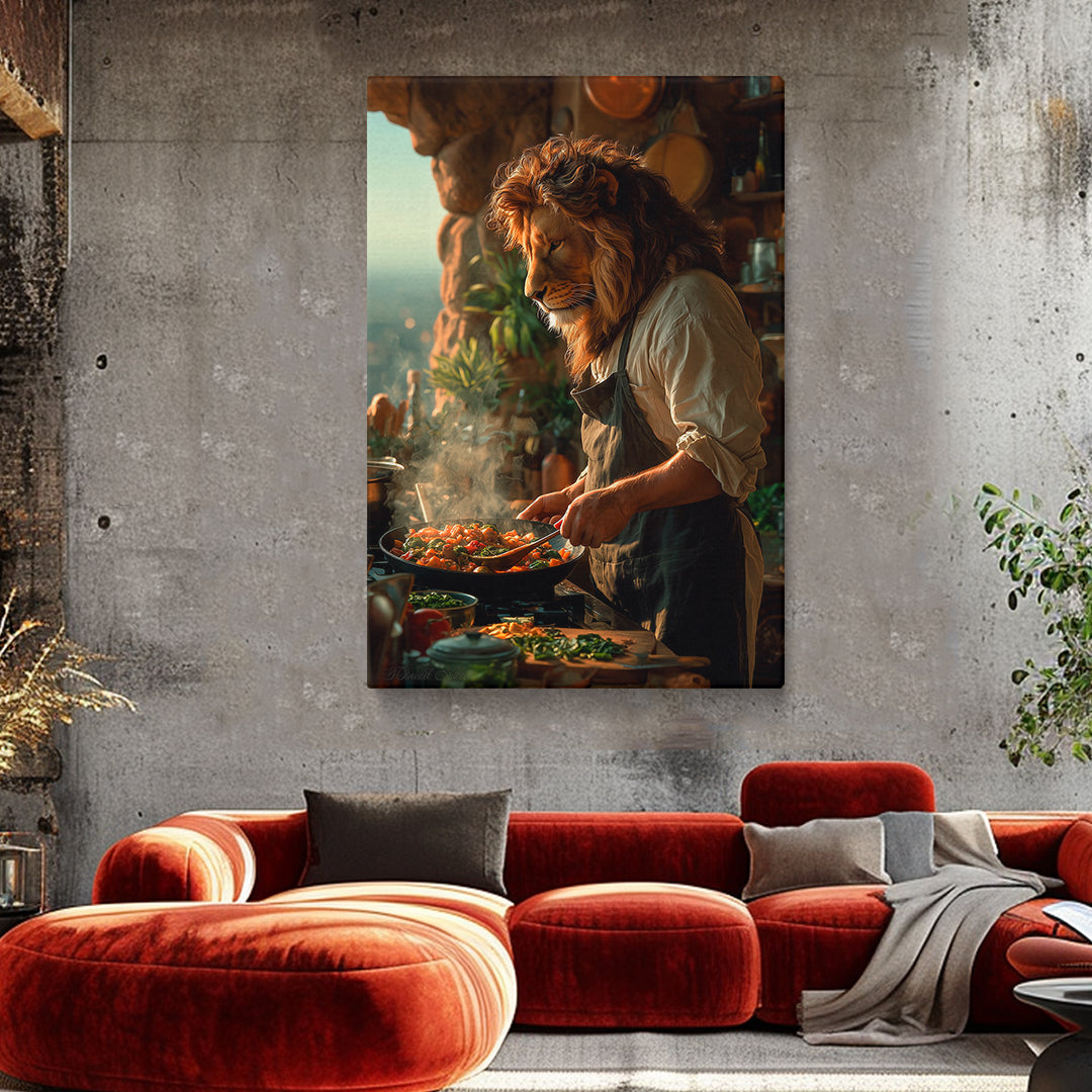 Lion Chef Canvas Prints Artesty 1 Panel 16"x24"