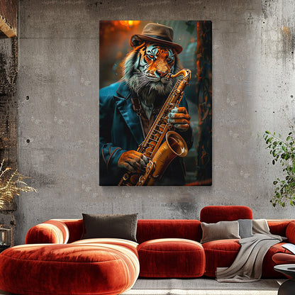 Tiger Playing Saxophone Canvas Prints Artesty