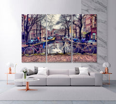 Amsterdam Beautiful European Cityscape Cities Wall Art Artesty 3 panels 36" x 24" 