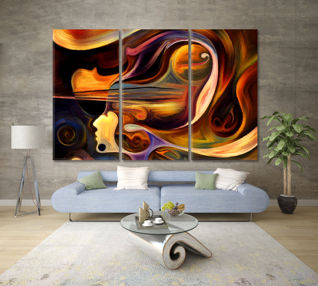 Music Spirituality Abstract Design Colorful Human and Musical Figures Music Wall Panels Artesty 3 panels 36" x 24" 