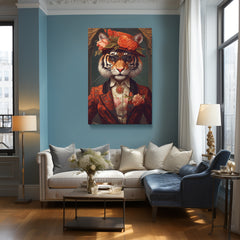 Elegant Tiger with Floral Headdress Canvas Prints Artesty 1 Panel 35"x55" 