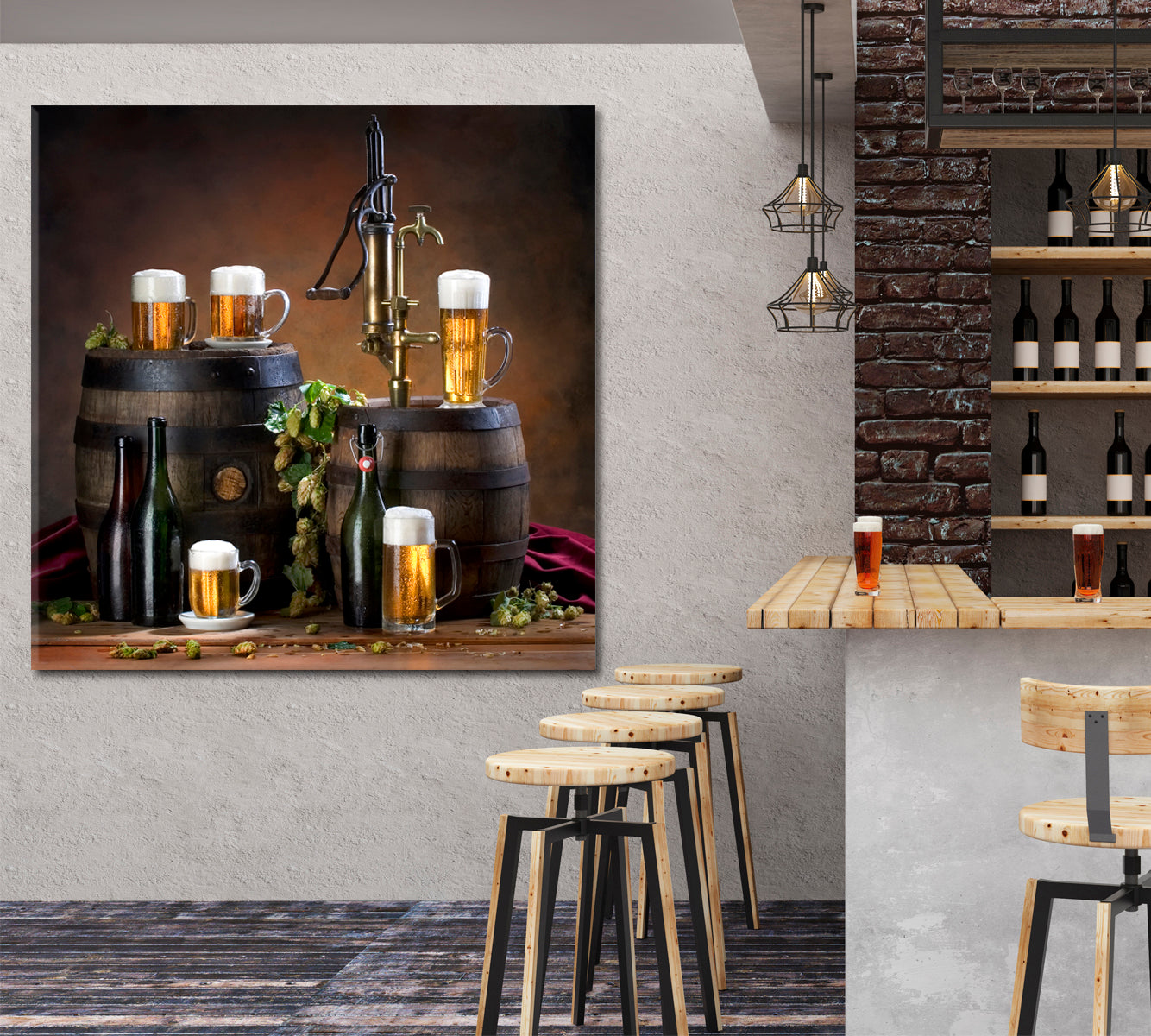 BAR PUB CONCEPT Vintage Old Wooden Beer Barrel Restaurant Modern Wall Art Artesty   