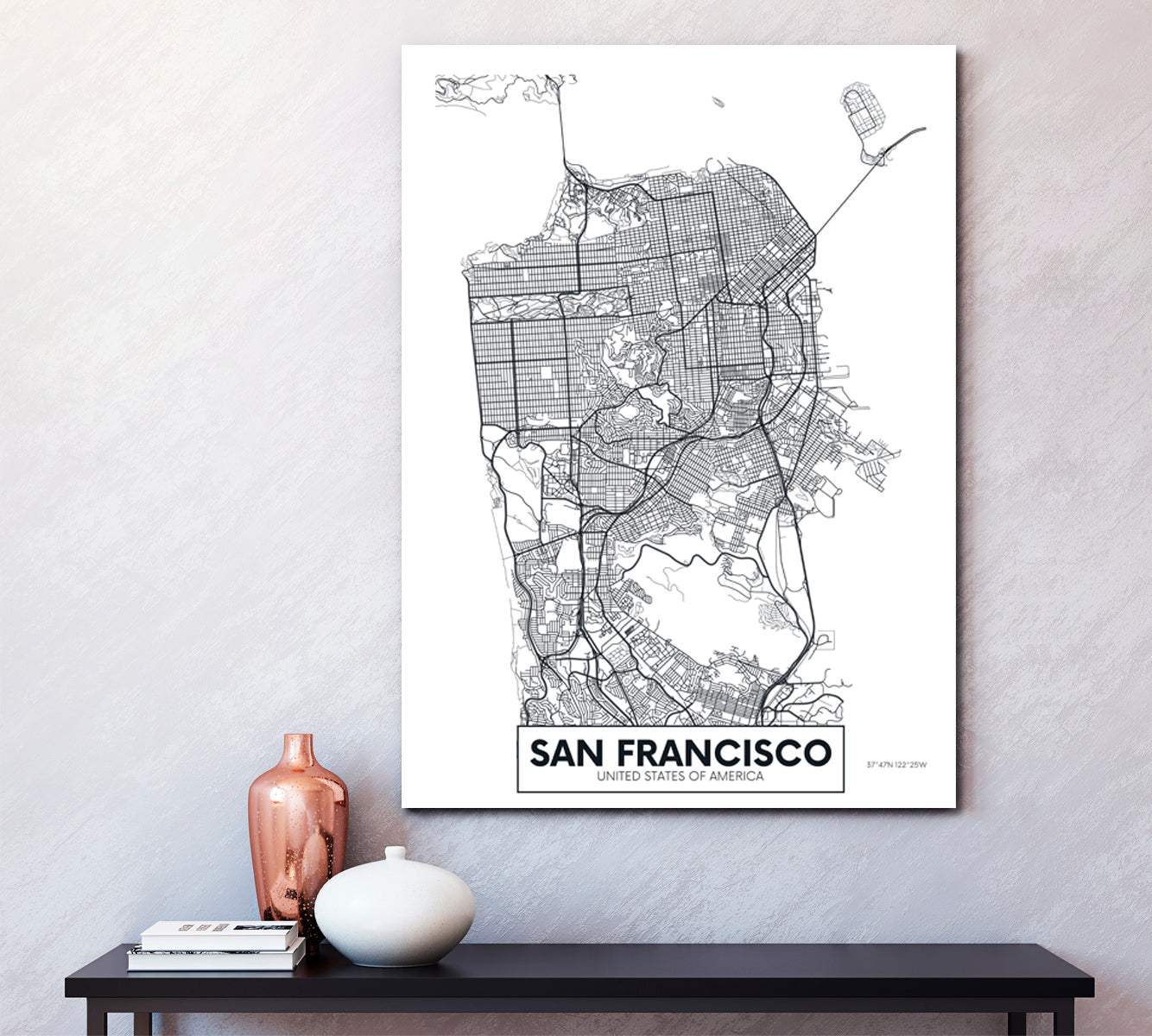 Detailed City Map San Francisco California USA Maps Canvas Artwork Artesty   