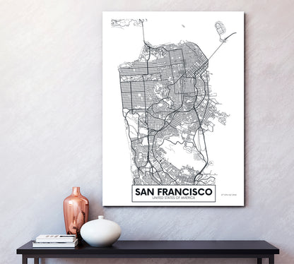 Detailed City Map San Francisco California USA Maps Canvas Artwork Artesty   