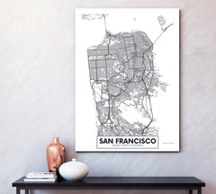 Detailed City Map San Francisco California USA Maps Canvas Artwork Artesty   