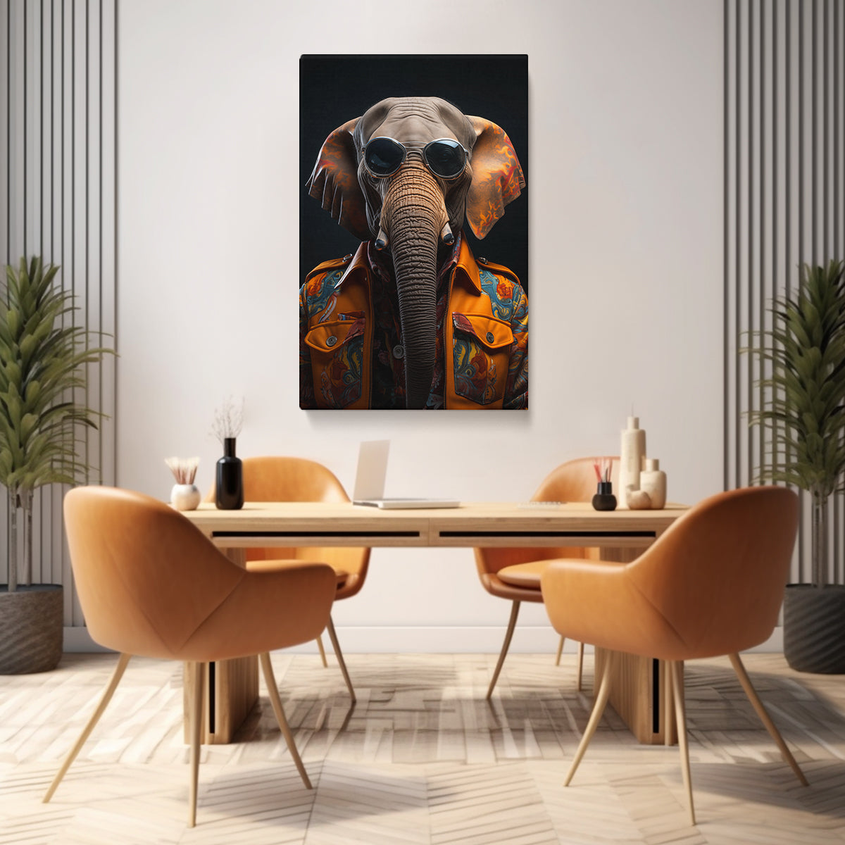 Stylish Elephant with Sunglasses Canvas Prints Artesty 1 Panel 30"x46" 
