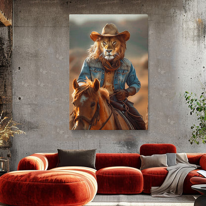 Lion Cowboy Riding Horse Canvas Prints Artesty