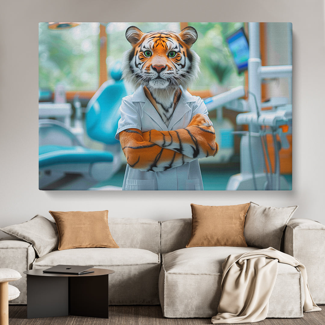 Tiger Dentist Animals Canvas Print Artesty 1 panel 24" x 16"