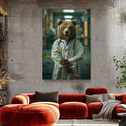 Brown Bear Doctor in White Coat Canvas Prints Artesty