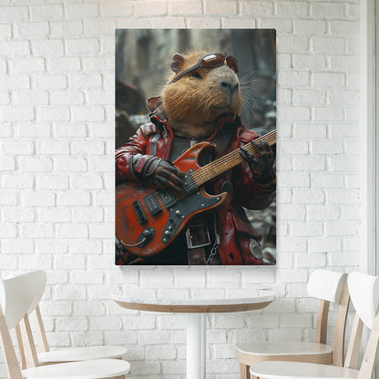 Cool Capybara Playing Electric Guitar Canvas Prints Artesty