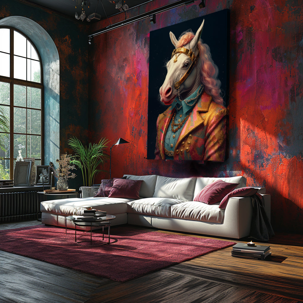 Horse in Colorful Regal Suit Canvas Prints Artesty