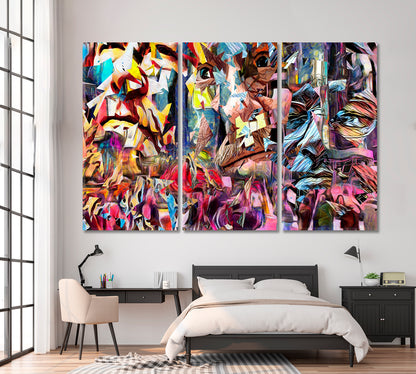 Surreal Psychologic Shape Portrait Surreal Fantasy Large Art Print Décor Artesty 3 panels 36" x 24" 