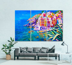Italy Mediterranean Beautiful View Architecture Poster Cities Wall Art Artesty 3 panels 36" x 24" 
