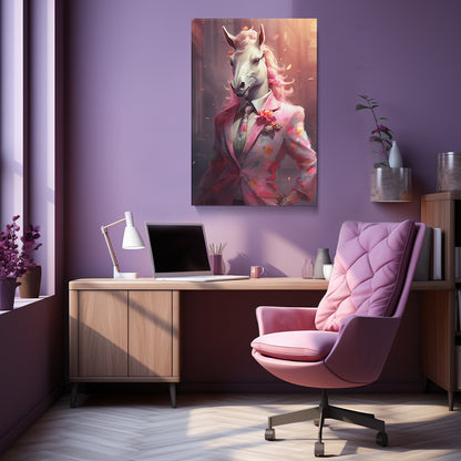 Unicorn in Pink Floral Suit Canvas Prints Artesty