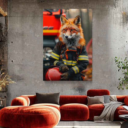 Firefighter Fox Portrait Canvas Prints Artesty