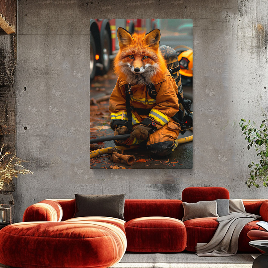 Firefighter Fox Canvas Prints Artesty