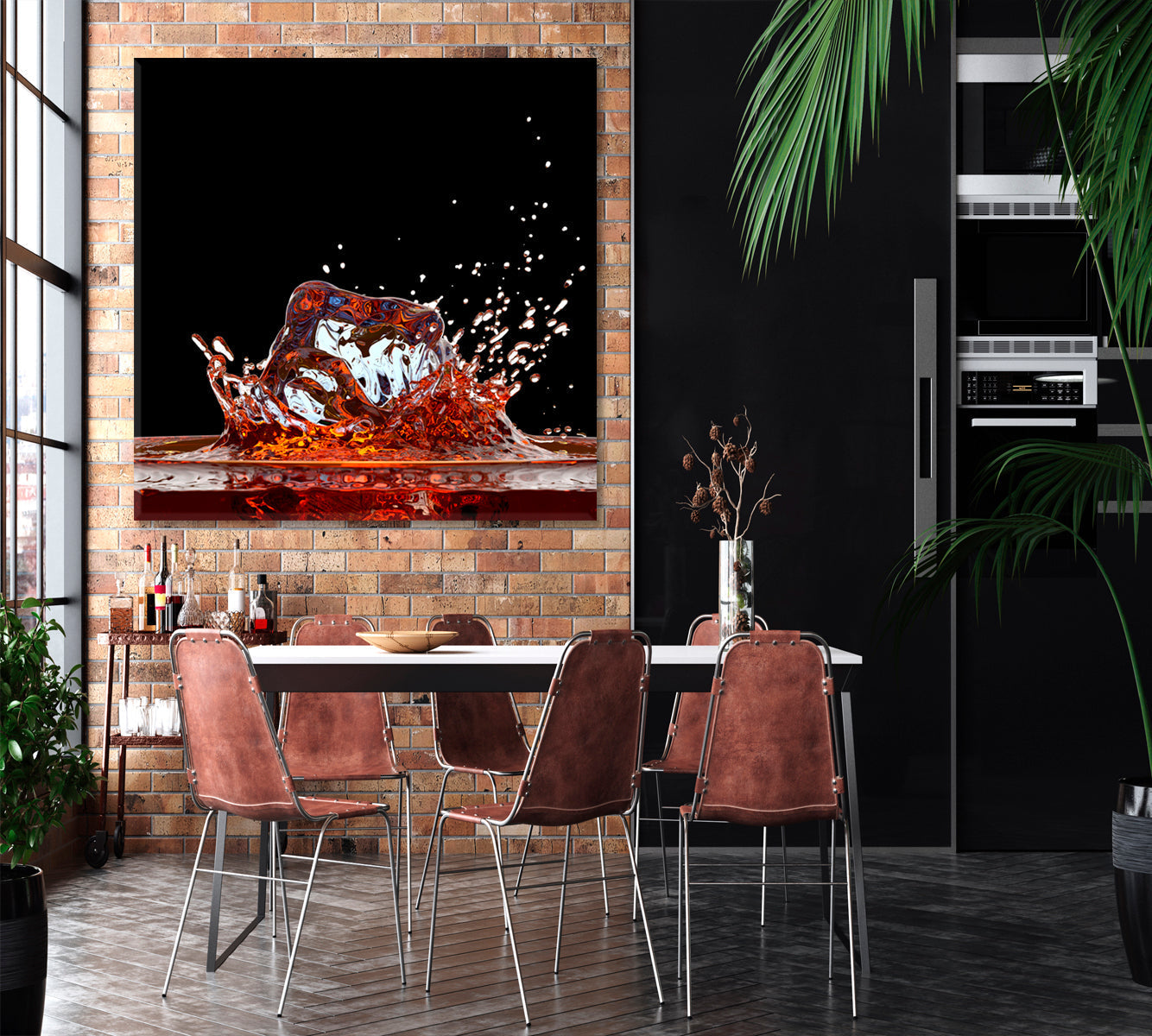 AMBER Splash Whiskey Restaurant Modern Wall Art Artesty   