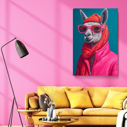 Llama in Pink Glasses Canvas Prints Artesty