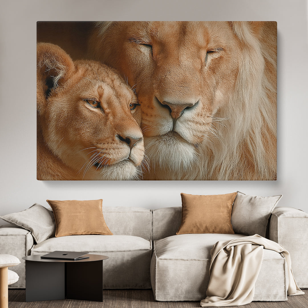 Lion Couple Animals Canvas Print Artesty