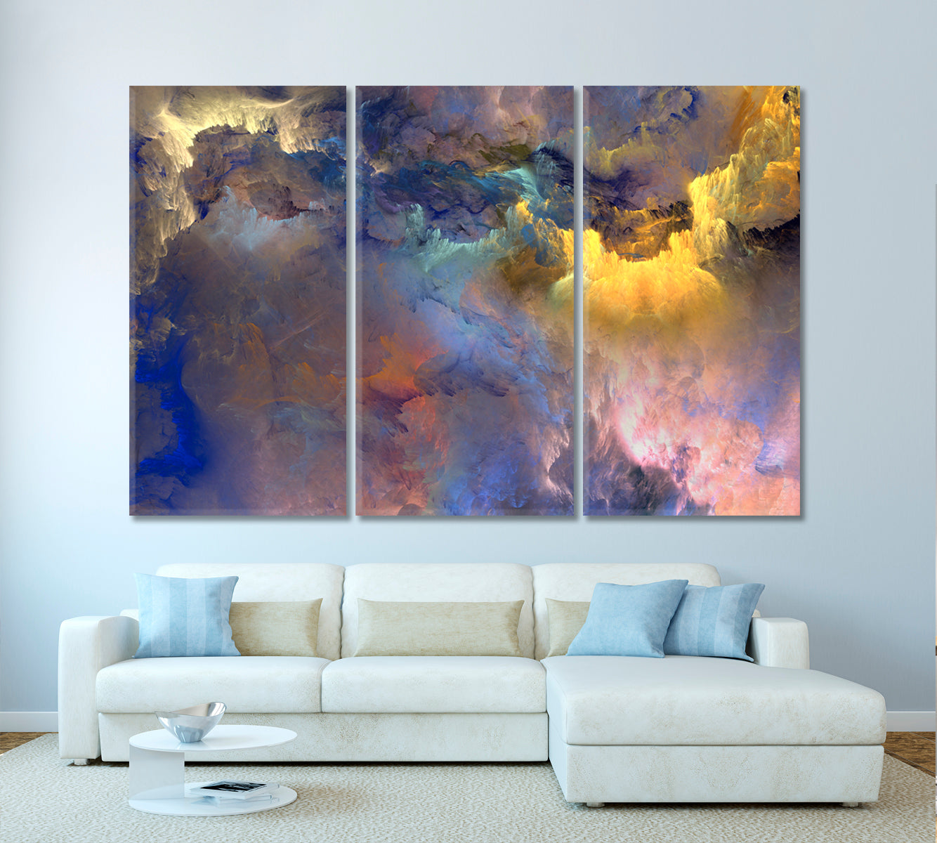 Mystical Heaven Amazing Colors Sky Blur Fantasy Cloud Sunlight Contemporary Art Artesty 3 panels 36" x 24" 