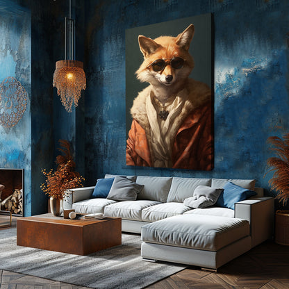 Fox in Luxurious Fur Coat and Sunglasses Canvas Prints Artesty