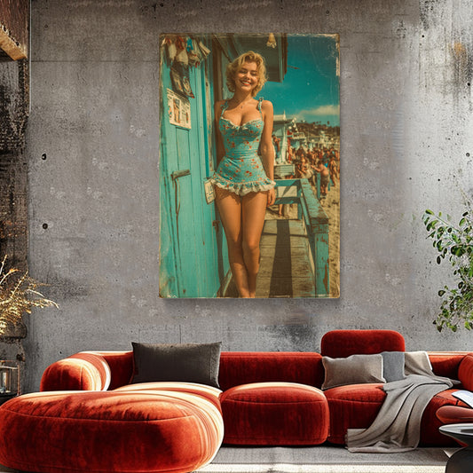 Sunny Vintage Pin-Up Girl Canvas Prints Artesty