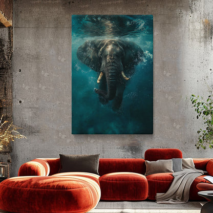 Majestic Elephant Swimming Underwater Canvas Prints Artesty