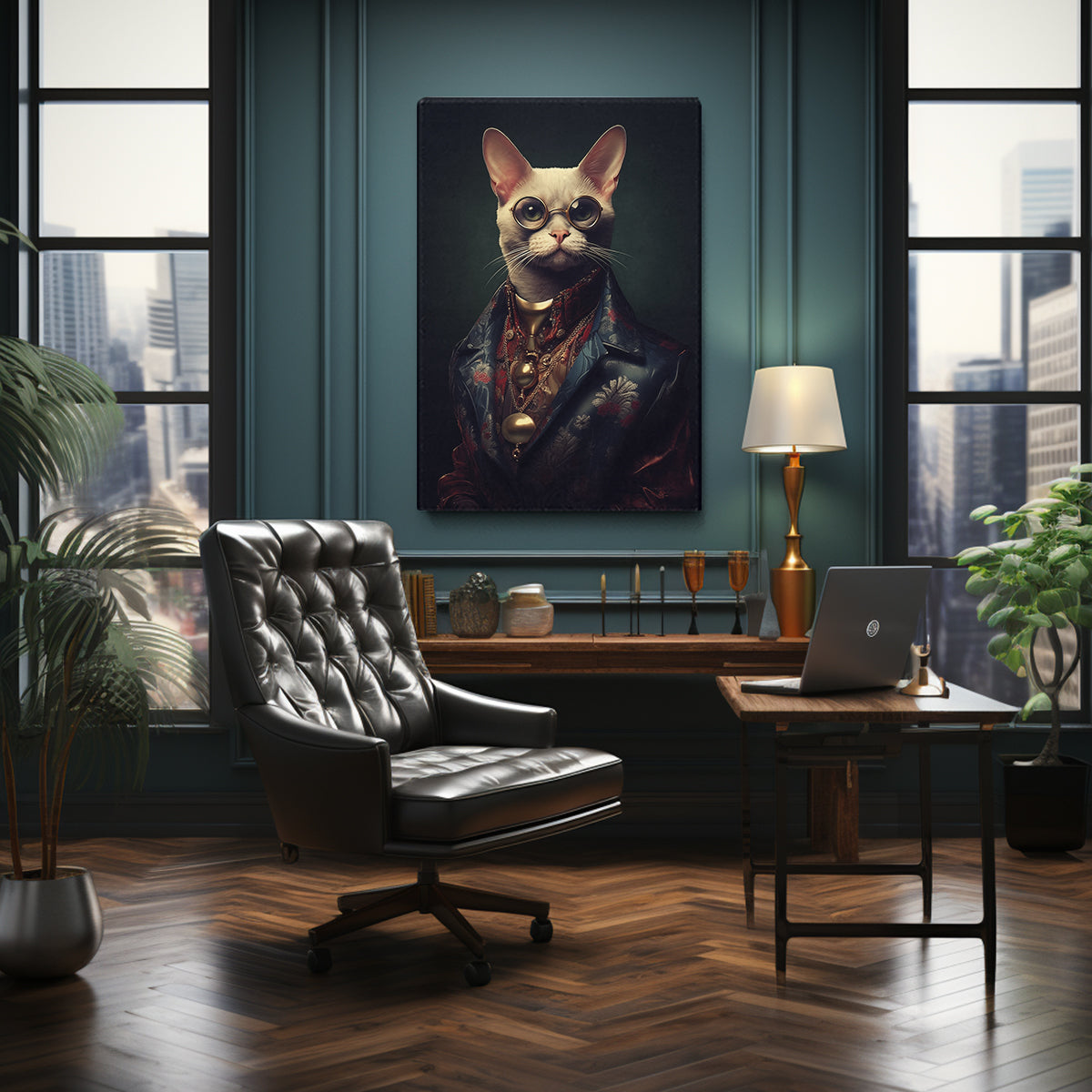 White Cat in Vintage Glasses Canvas Prints Artesty