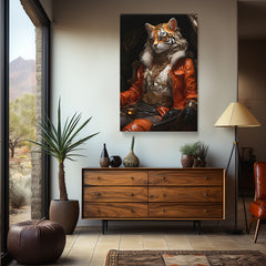 Tiger Monarch Majestic Aristocratic Animal Portrait for Office or Study Abstract Art Print Artesty 1 Panel 24"x36" 
