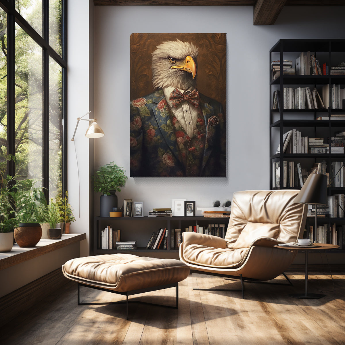 Eagle in Floral Suit Canvas Prints Artesty