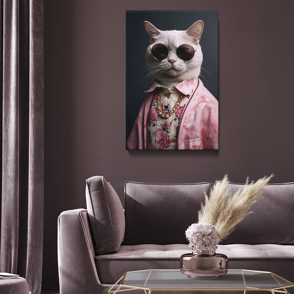 Cat with Sunglasses Canvas Prints Artesty 1 Panel 24"x36" 