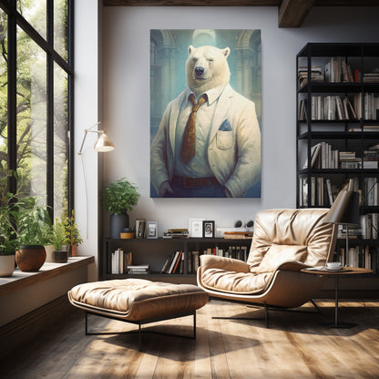 Polar Bear in Suit, Animal Office Decor Canvas Prints Artesty   