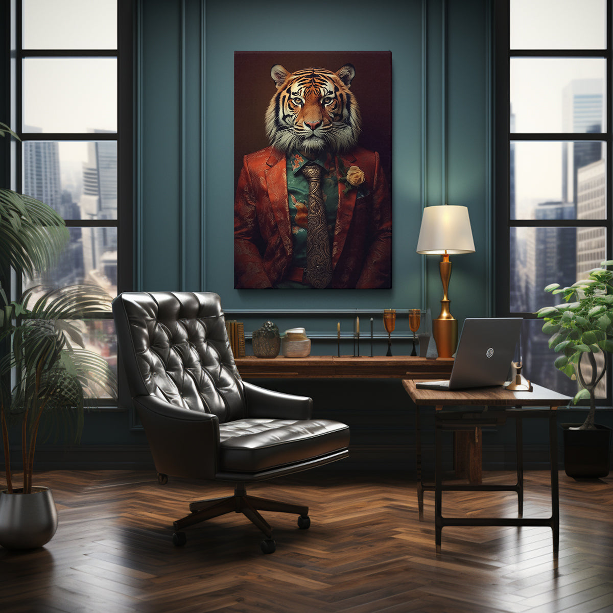 Charming Tiger Gentleman for Office Canvas Prints Artesty 1 Panel 24"x36" 