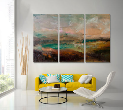 Pastel Grunge Abstract Landscape Scenery Landscape Fine Art Print Artesty 3 panels 36" x 24" 