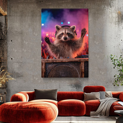 DJ Raccoon Portrait Canvas Prints Artesty