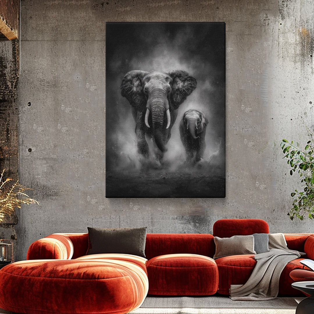 Black and White Elephants Canvas Prints Artesty