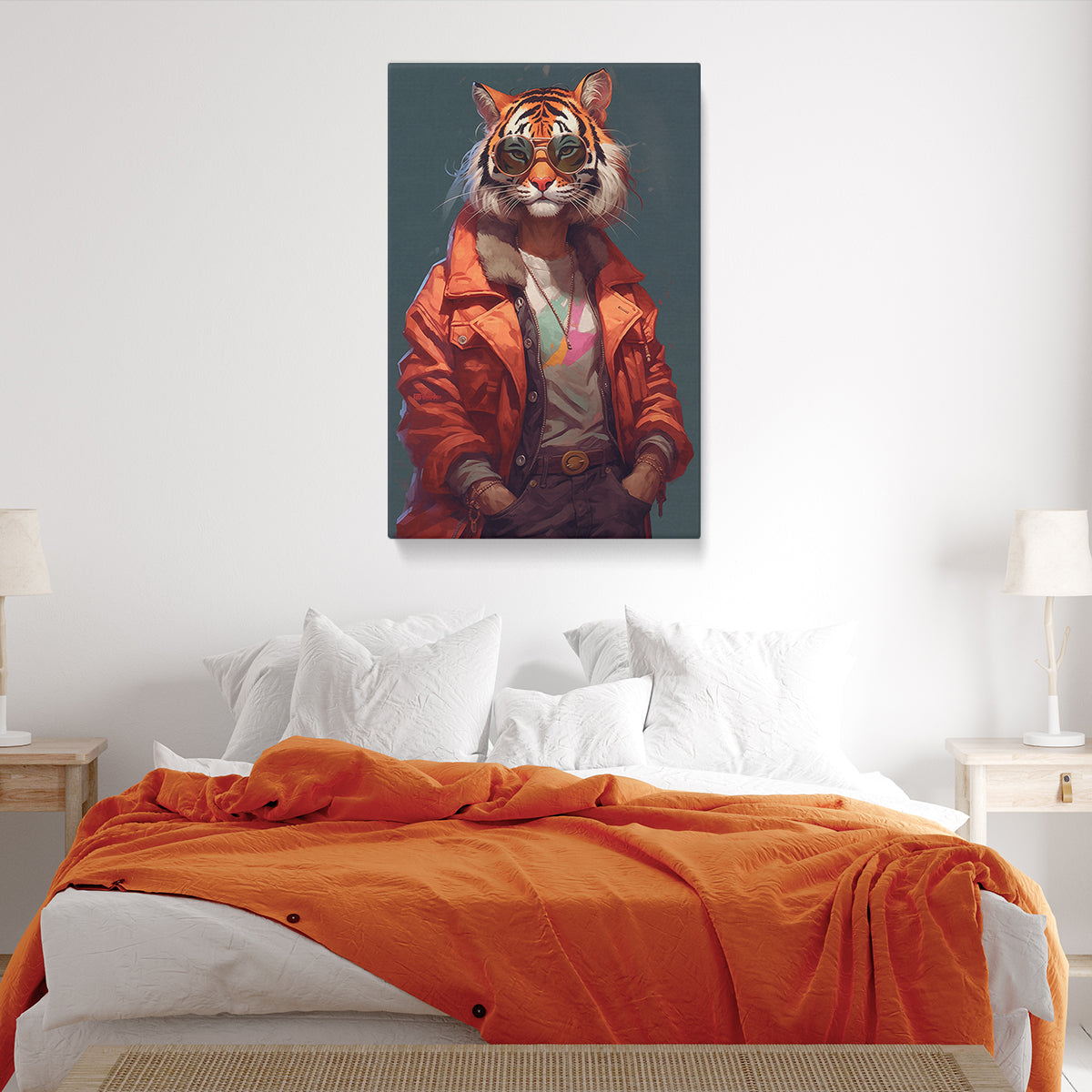 Modern Trendy Tiger Portrait, Urban Style Animal Gift Abstract Art Print Artesty 1 Panel 16"x24" 