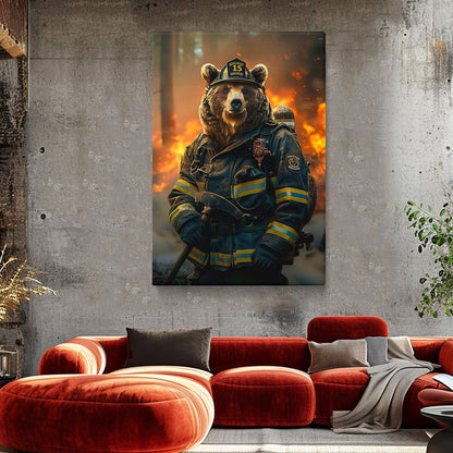 Bear Firefighter Canvas Prints Artesty 1 Panel 16"x24"