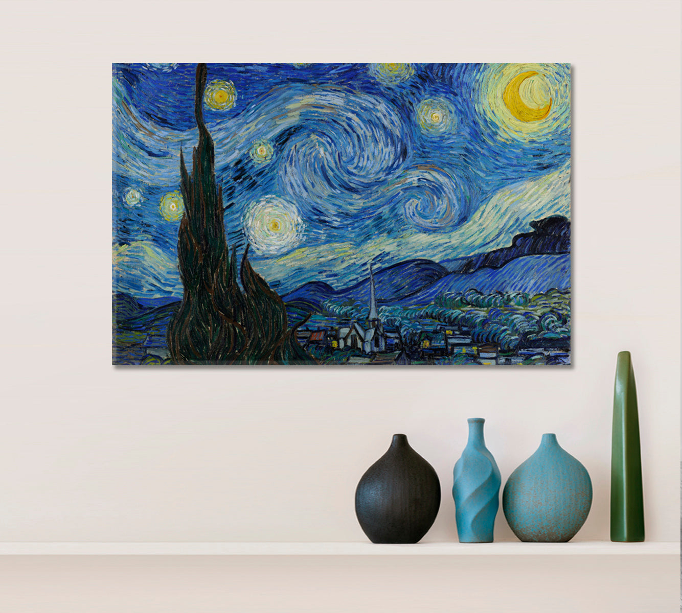 The Starry Night Vincent van Gogh Masterpieces Reproduction Contemporary Art Artesty 1 panel 24" x 16" 