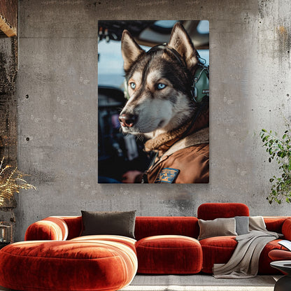 Husky Pilot Portrait Canvas Prints Artesty